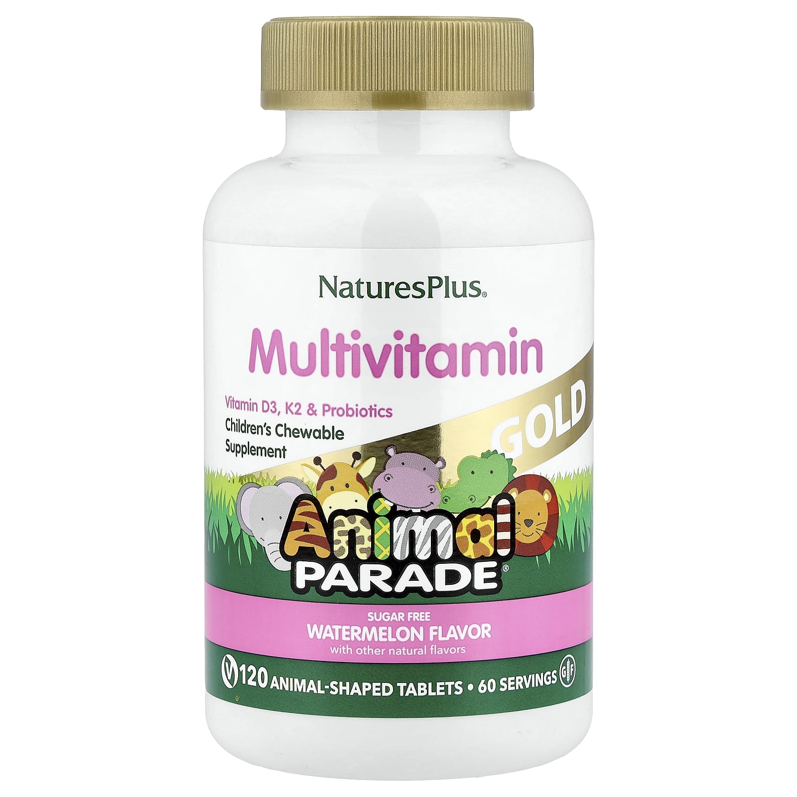 몸관리하세요 겨울입니다 NaturesPlus Source of Life Animal Parade 골드 어린이용 츄어블 종합비타민 & 미네랄 보충제 천연 수박맛 동물 모양 정제 12 54,450원