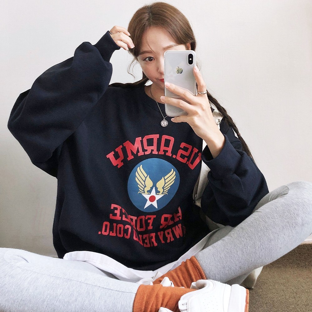 러브앤시티 남녀공용 US아미 맨투맨 오버핏 티셔츠 박스티 여성 빅사이즈 24,910원