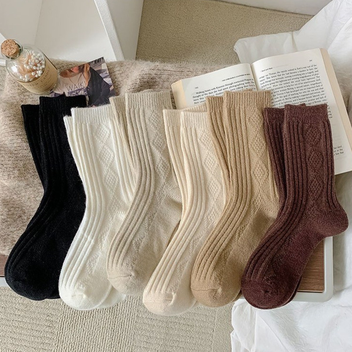 숭람 따뜻한 겨울 울니트 6켤레 양말세트 11,500원