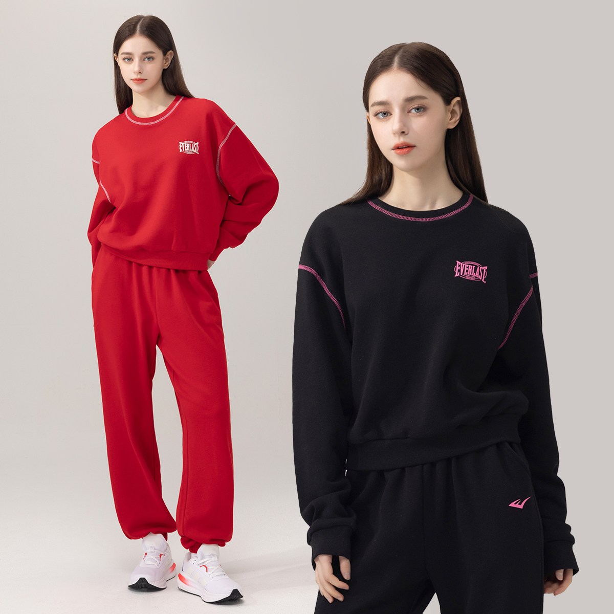에버라스트 여성 미니쭈리 런닝복 세트 맨투맨 + 조거팬츠 48,800원