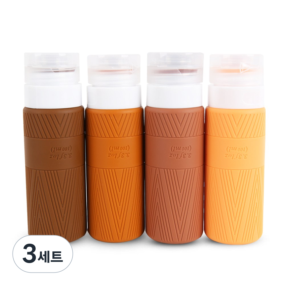 3중 안전캡 실리콘 튜브 여행용 공병 세트 기내용 리필용기, 3세트, 오렌지 25,320원
