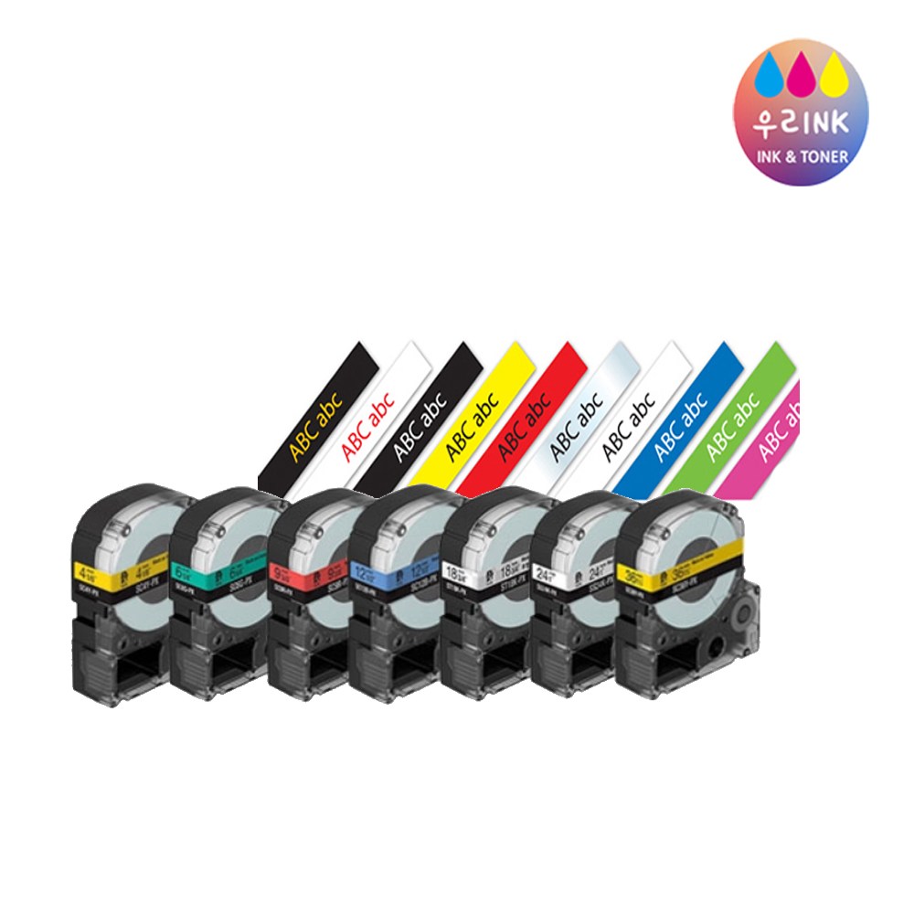 EPSON 엡손 호환 라벨테이프 6mm 9mm 12mm 18mm 24mm 라벨프린터기 테이프, 24mm 투명바탕/검정글씨-ST24KW, 24mm 4,500원