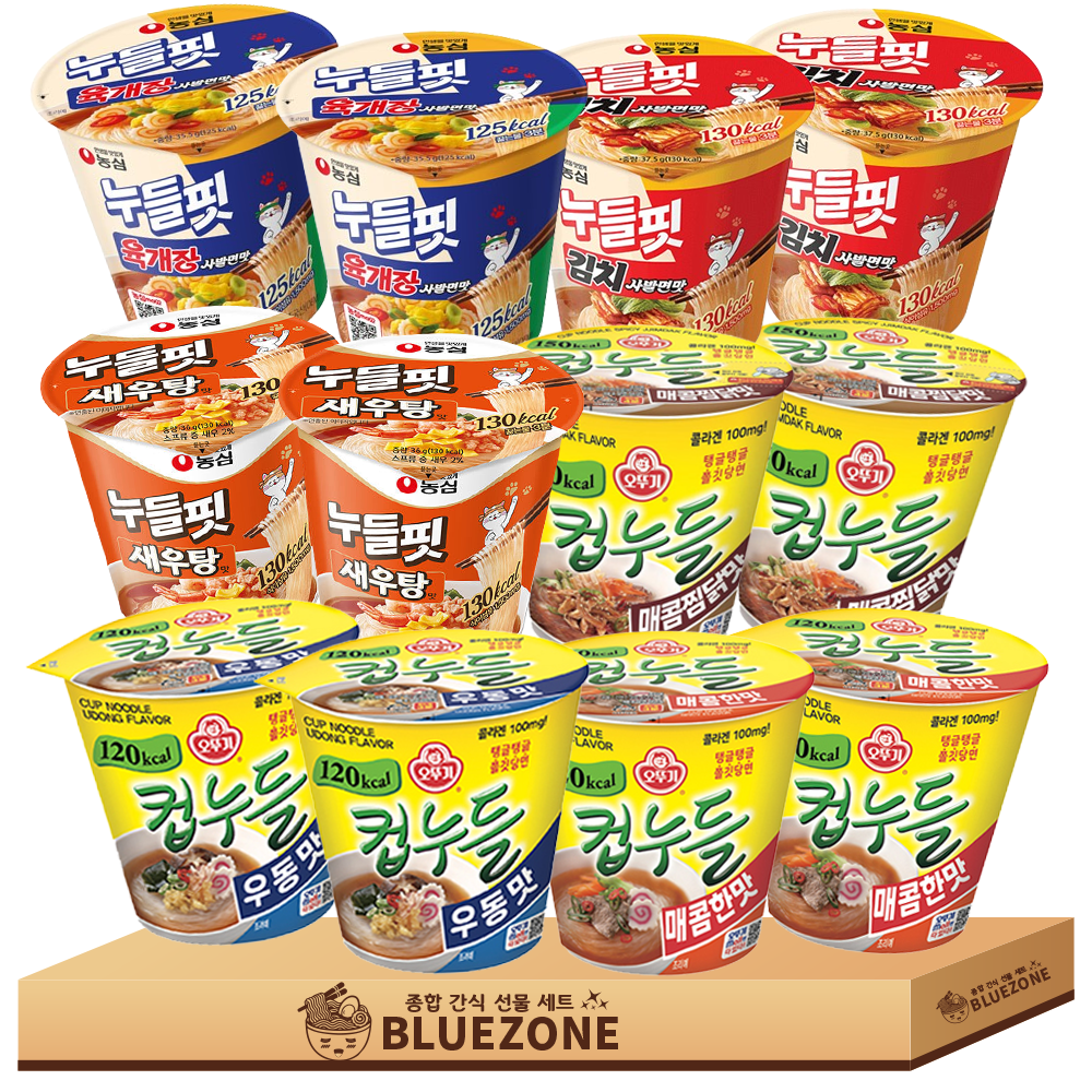 컵누들 누들핏 6종 세트 컵누들 매콤한맛2 우동2 매콤찜닭2 누들핏 육개장사발면맛2 김치사발면맛2 새우탕2, 12개 19,700원