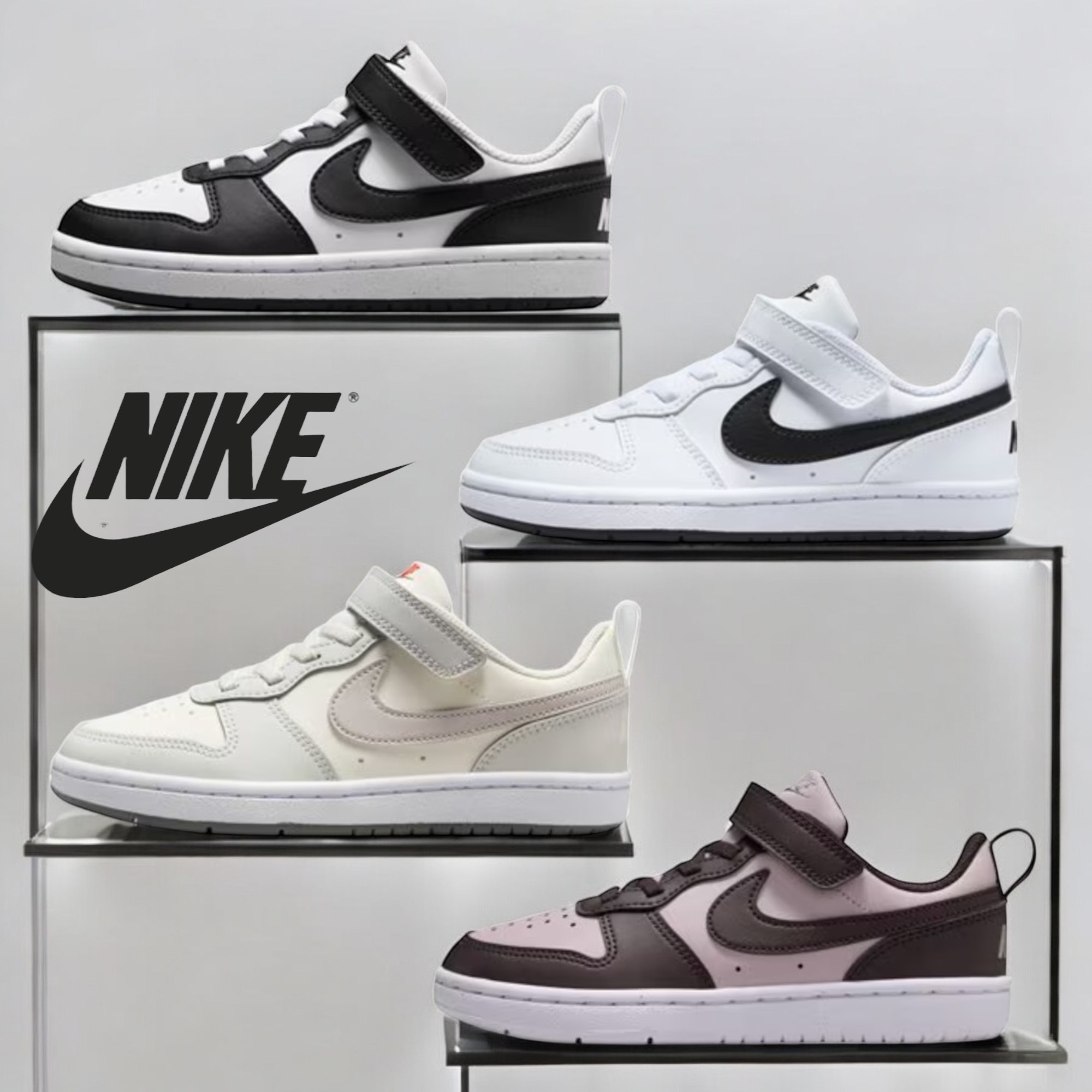 국내매장판 나이키 키즈 코트 버로우 로우 리크래프트 주니어 아동 유아 벨크로 운동화 검흰 흰검 58,900원