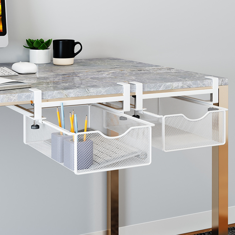 OnB 무타공 철제 히든 서랍 책상 밑 슬라이드 정리함, 화이트(White) 22,000원