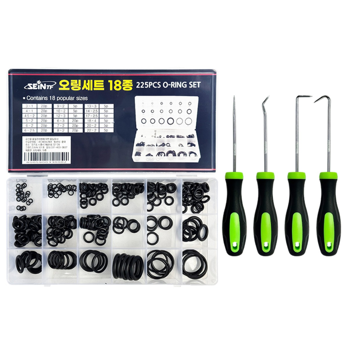 세인티에프 오링세트(18종)+오링풀러세트(4p) 225p -30~120도 O링 고무링, 1세트 6,700원