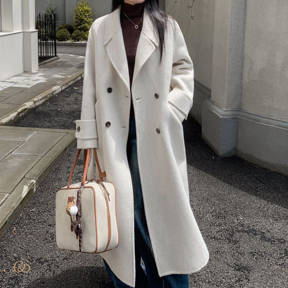 [C&D] 여성 핸드메이드 테일러드카라 더블버튼 클래식 울 롱 코트 129,000원