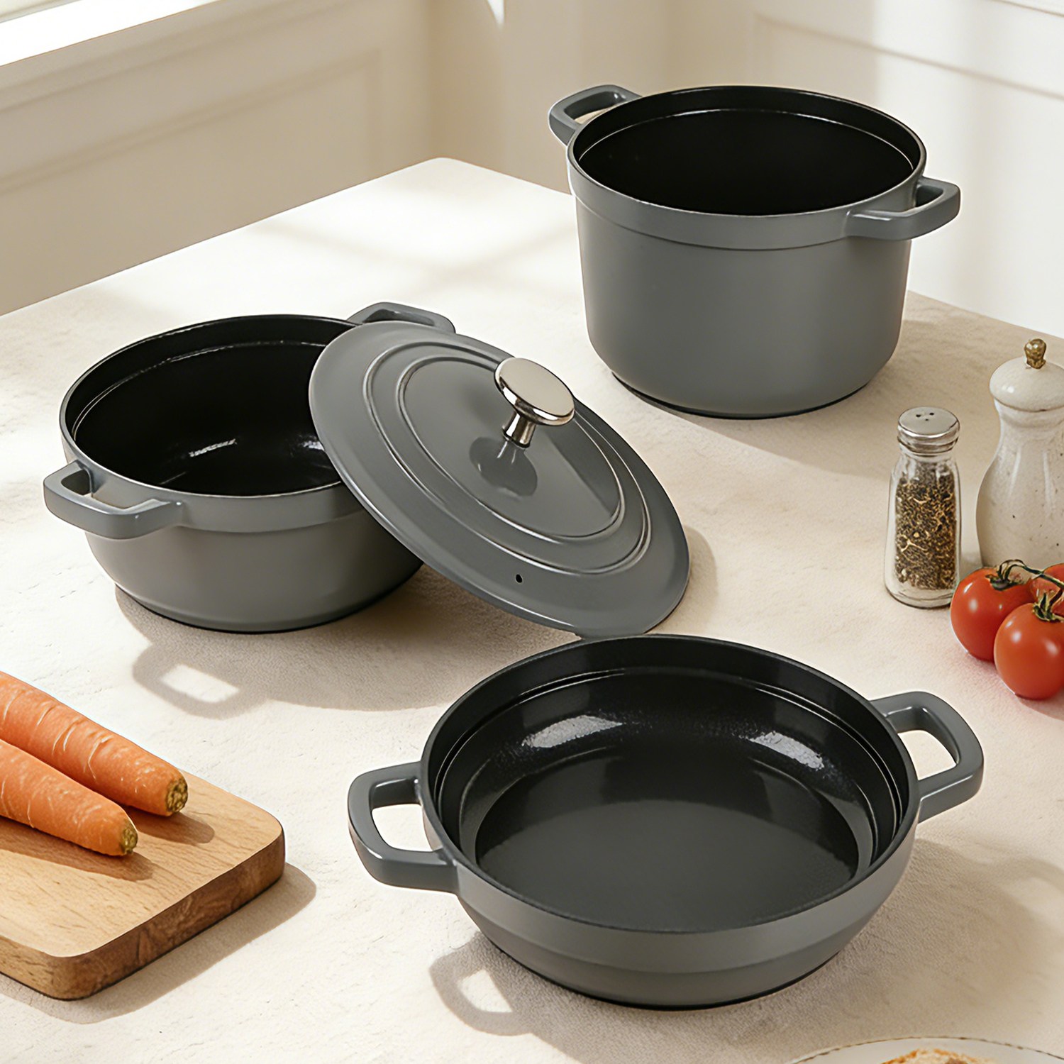 AURURA 냄비세트 IH 냄비 4in1 인덕션 가스레인지 겸용 세라믹코팅 모던 디자인 강철 회색 프리미엄 주방 필수품 인덕션냄비세트 SM012, 강철 회색, 1세트, 냄비세트 4in1 119,800원