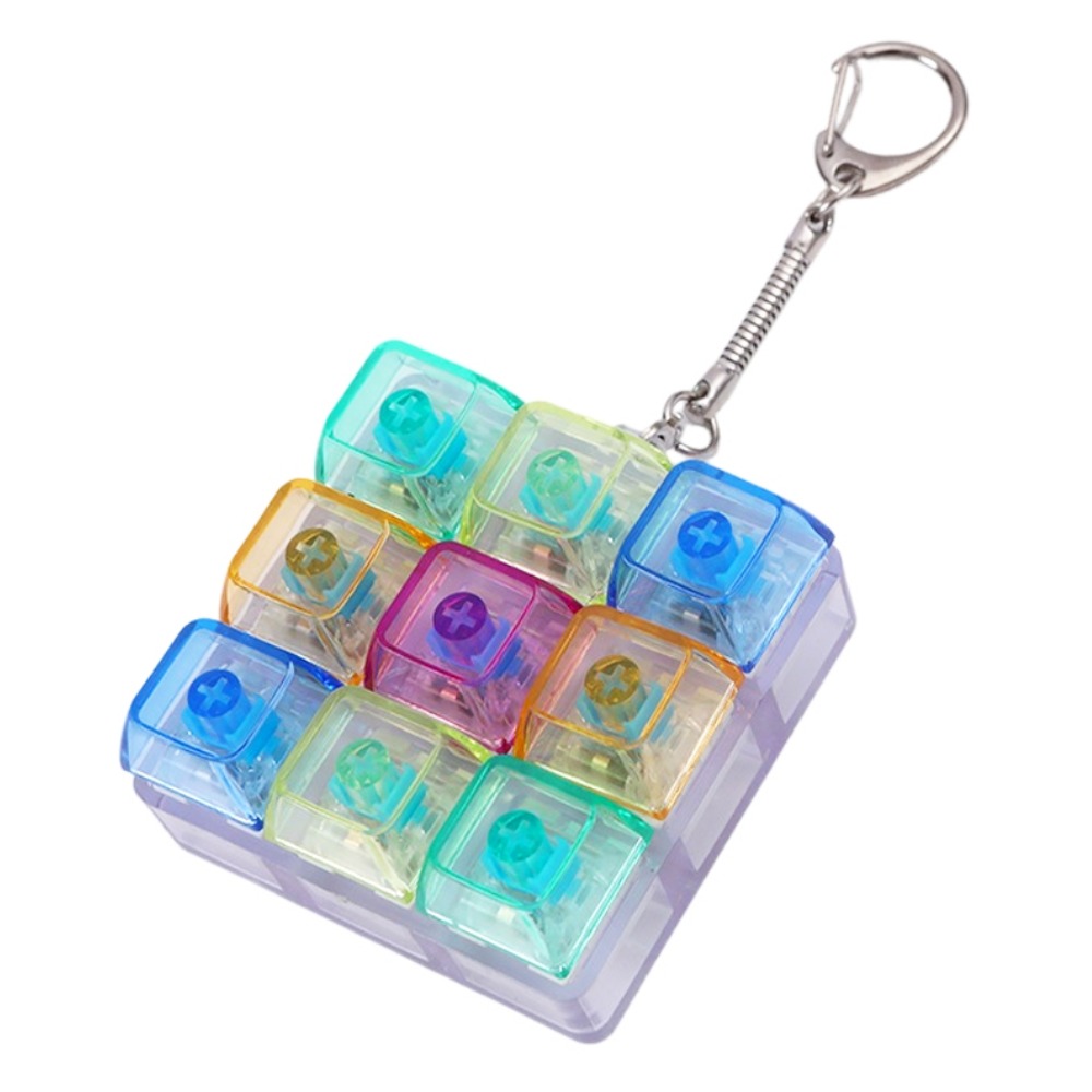 이지유 LED 레인보우 키캡 키링 9구 딸깍이 피젯 기계식 청축 키보드 열쇠고리 틱톡유행, 1개, 혼합 10,600원