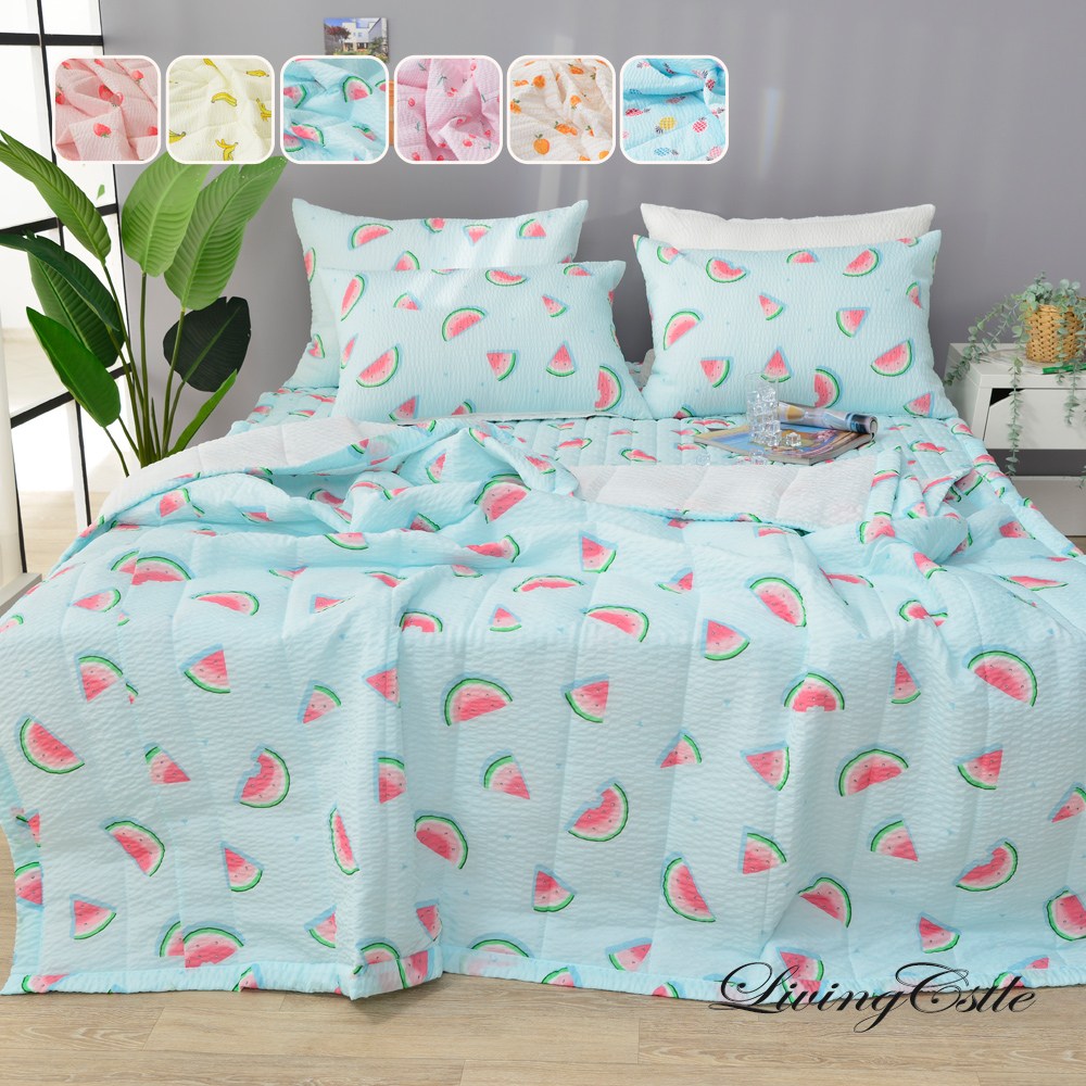 국산 여름 리빙캐슬 프루타 시어서커 누비 차렵이불 세트 65,400원