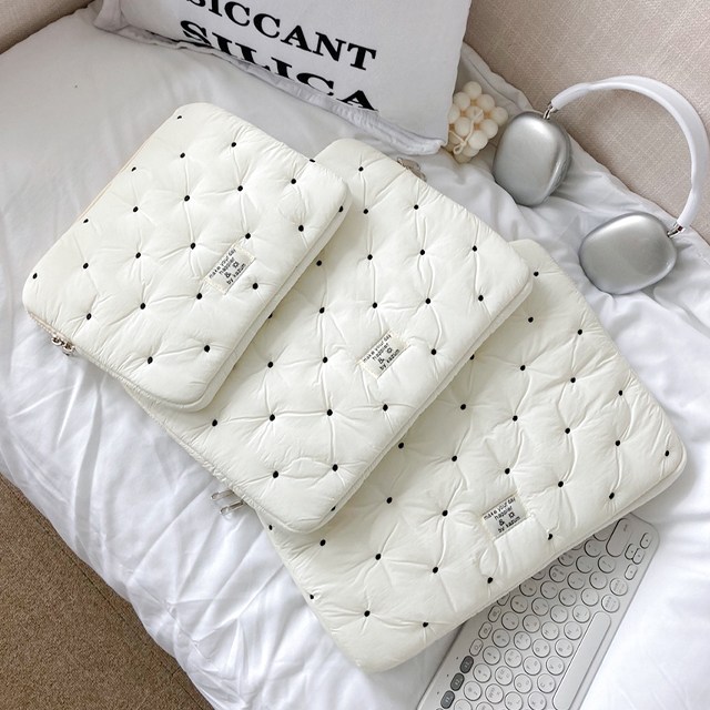 도트 패딩 아이패드 노트북 맥북 갤럭시탭 태블릿 파우치 가방 11인치 13인치 14인치 15인치 16인치, 아이보리, 1개 18,900원