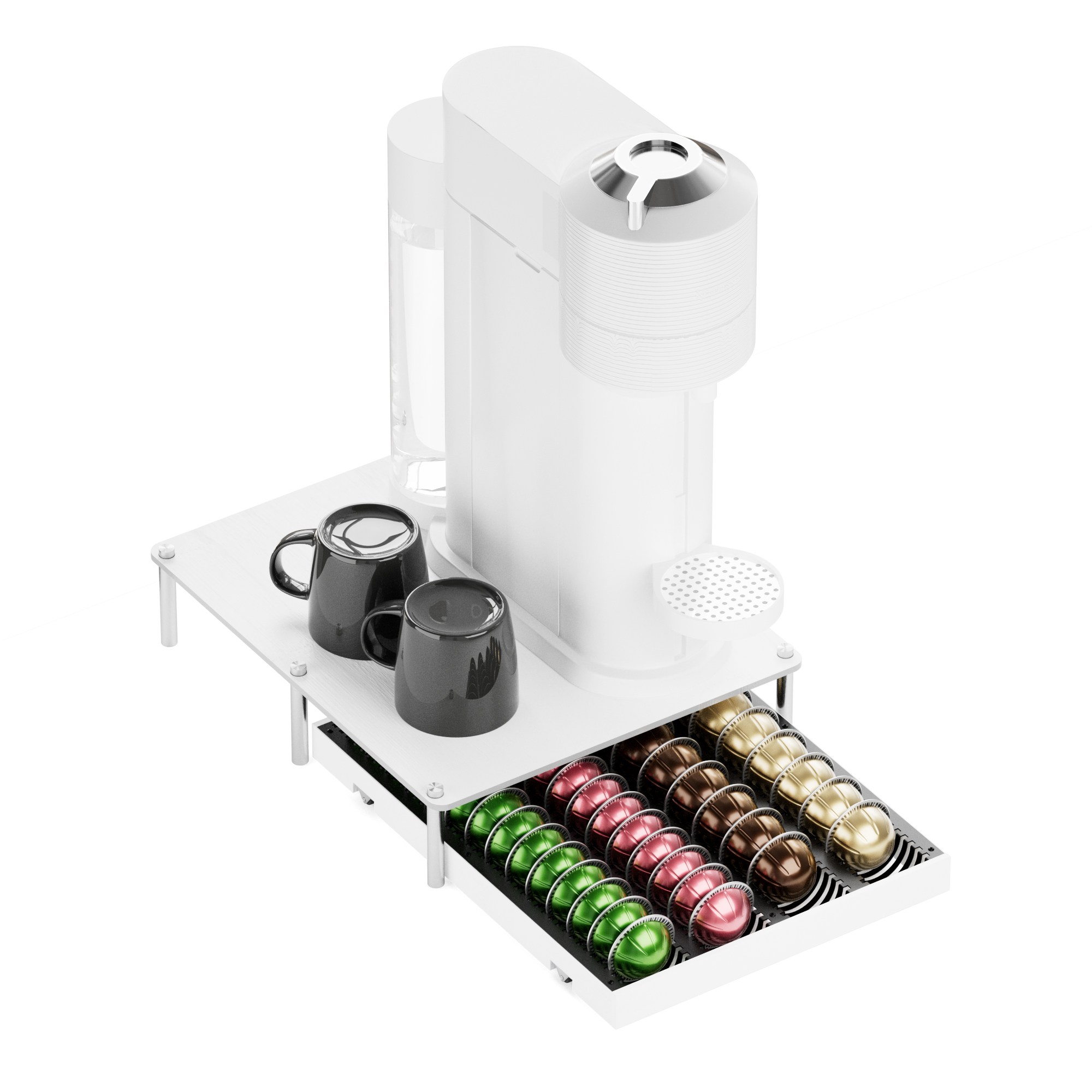 대나무 네스프레소 버츄오 호환용 커피캡슐보관함 서랍형 트레이, 40개 대형 또는 56개 소형 캡슐 수납, 1개, 화이트 29,800원