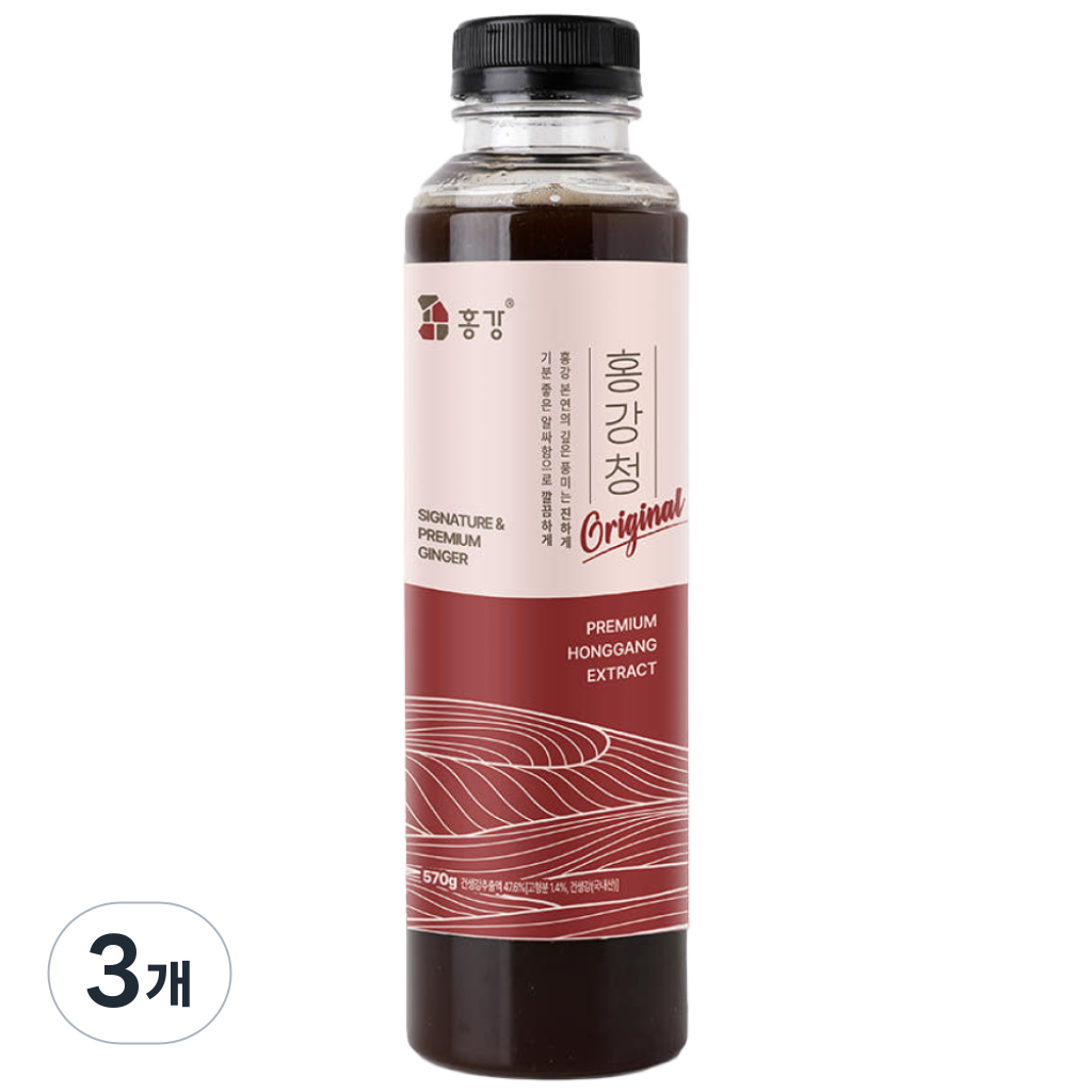 홍강청 오리지널 Original 알싸한 프리미엄 수제 생강청 생강차 생강진액, 3개, 1개입, 570g 79,560원