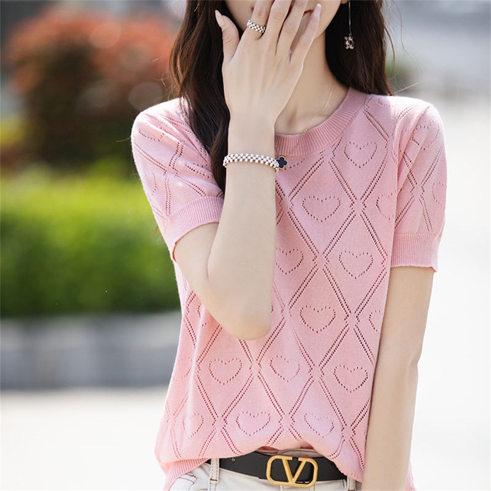 besteffie 여성용 봄여름 패션 반팔 티셔츠 니트 디자인 캐주얼 스타일 K85 28,930원