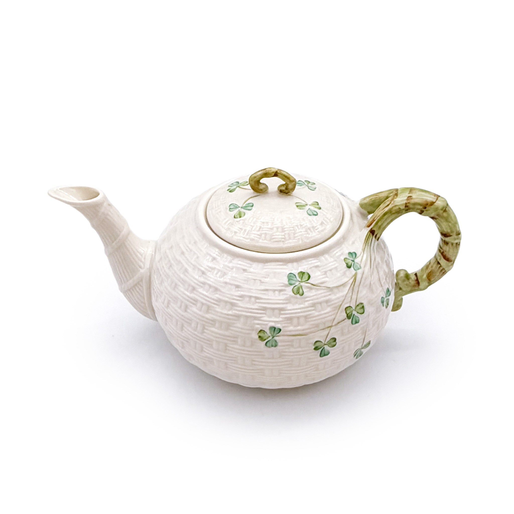 Antique 아일랜드 벨릭 포터리 샴록 티팟 1.2L 티포트 찻주전자 클로버 북유럽 감성 주방용품 프리미엄 티, 1개, 1.2L, 크림+패턴 224,000원