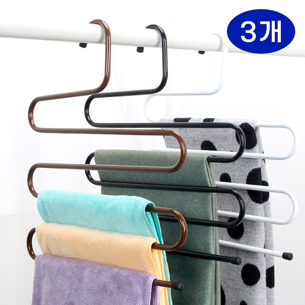 FOOI 이음새 없는 다기능 S자형 5단 바지걸이 3p 16,020원