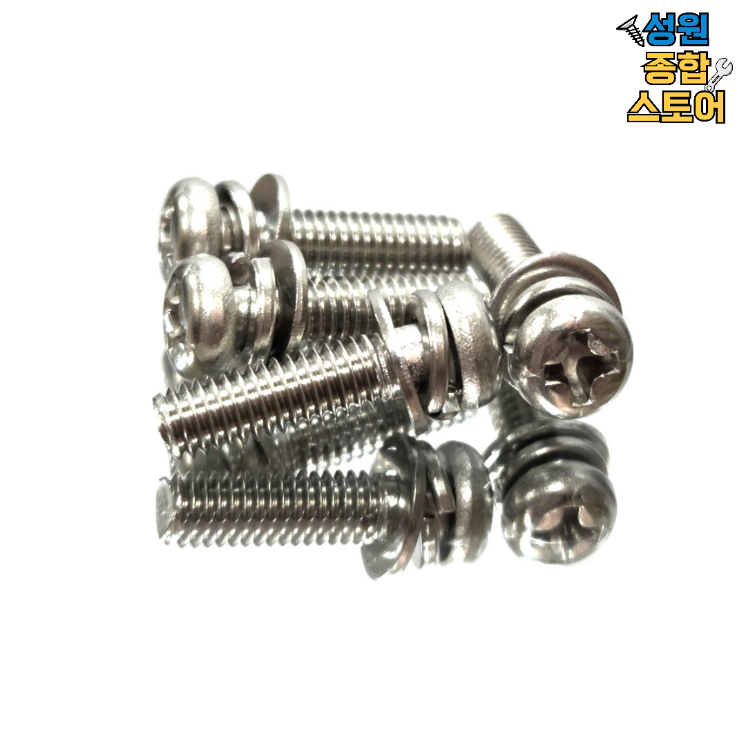 스텐 십자 둥근머리 샘스볼트 평와샤, 스프링 와샤 조립 M4, 60개, 30mm, M4 5,000원