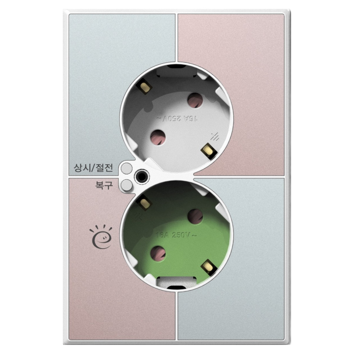 틸인스 갤러리 대기전력 자동차단 콘센트 2구 민트로즈 + 프레임 화이트, 1개 54,300원