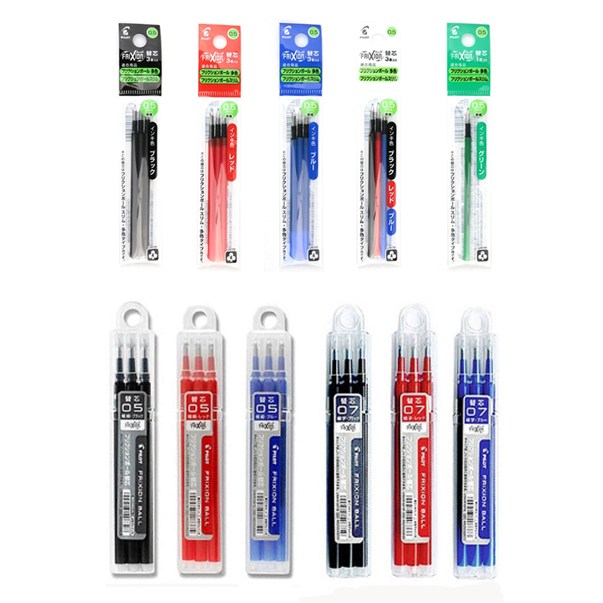파이롯트 지워지는 프릭션 볼펜 리필심 3색펜전용 0.38mm 0.5mm, 0.5 다색용리필, 블랙 2,670원