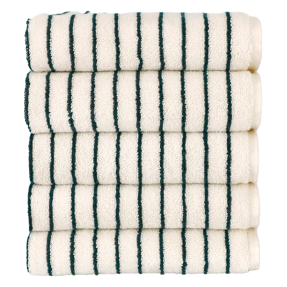 까사베르데 선염 스트라이프 호텔 타월 170g 30수 코마사, 딥그린, 5개 24,000원