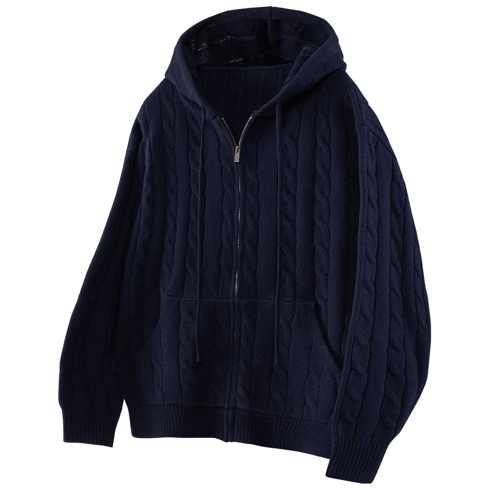 팀스핏 남성용 오버핏 꽈배기 니트 후드집업 3Color 45,800원