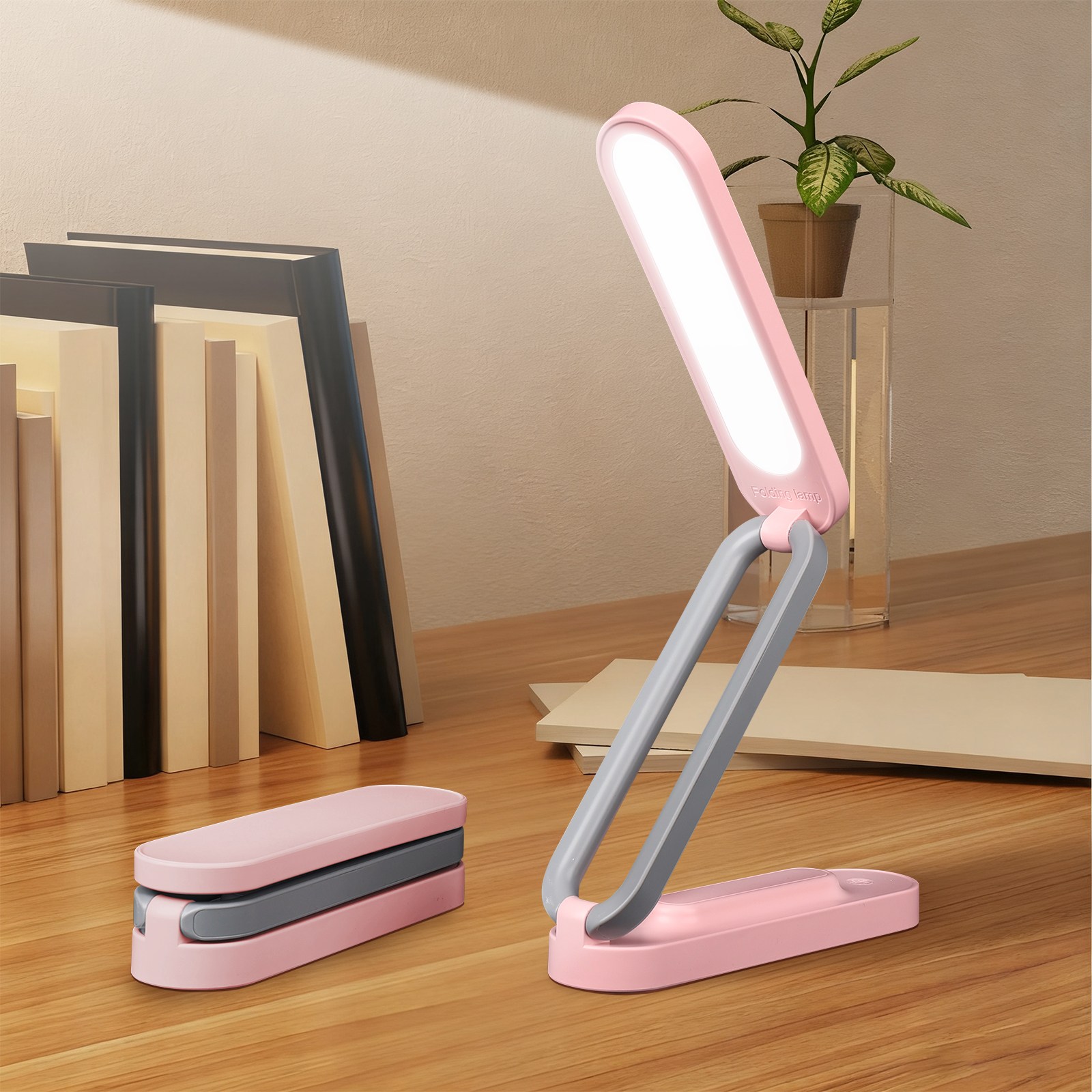 H HNMA HN 접이식 LED 스탠드 램프 눈보호 USB 충전형 데스크 클립 겸용 테이블 핑크 화이트 설날 미니 스탠드 조명 봄맞이 선물 근로자의 날 하마, 분홍색 12,000원