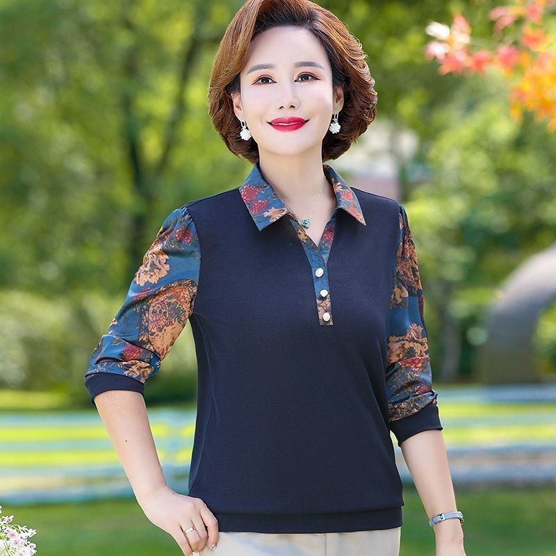 COSYEVNO  중년 엄마 블라우스 가을 빅사이즈 루즈핏 페이크 투피스 긴팔 상의 40-50대 엄마옷 CXJxfs-10 27,300원