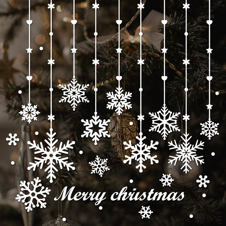 눈꽃 오너먼트 크리스마스 스티커 눈꽃 스티커 크리스마스 장식 크리스마스 인테리어 시트지, 화이트, 1개 16,400원