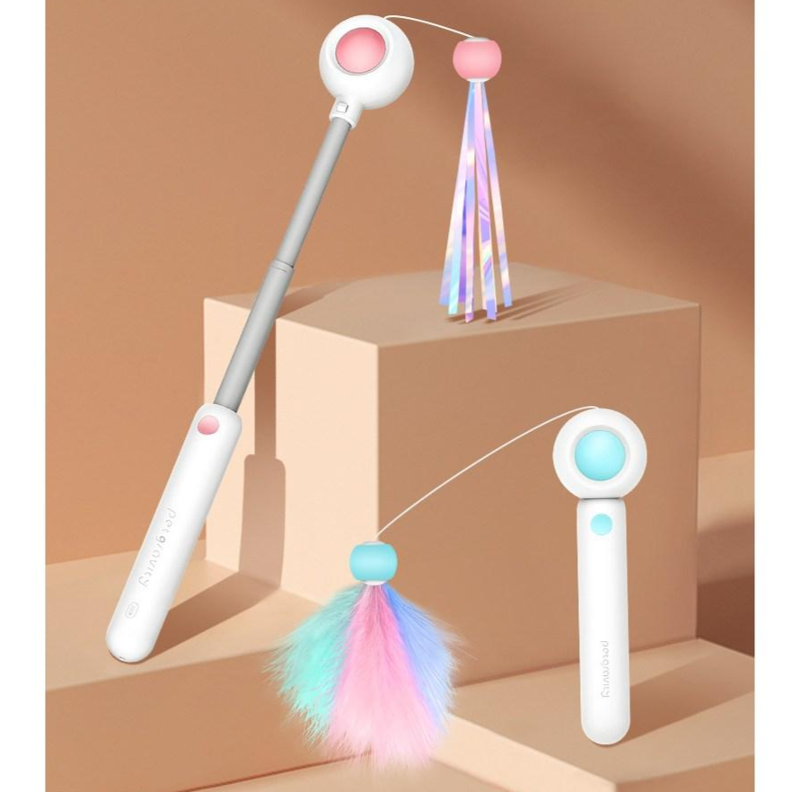 양승 고양이 알록달록 카샤카샤 깃털 낚시대 장난감, 1개, 핑크 7,420원