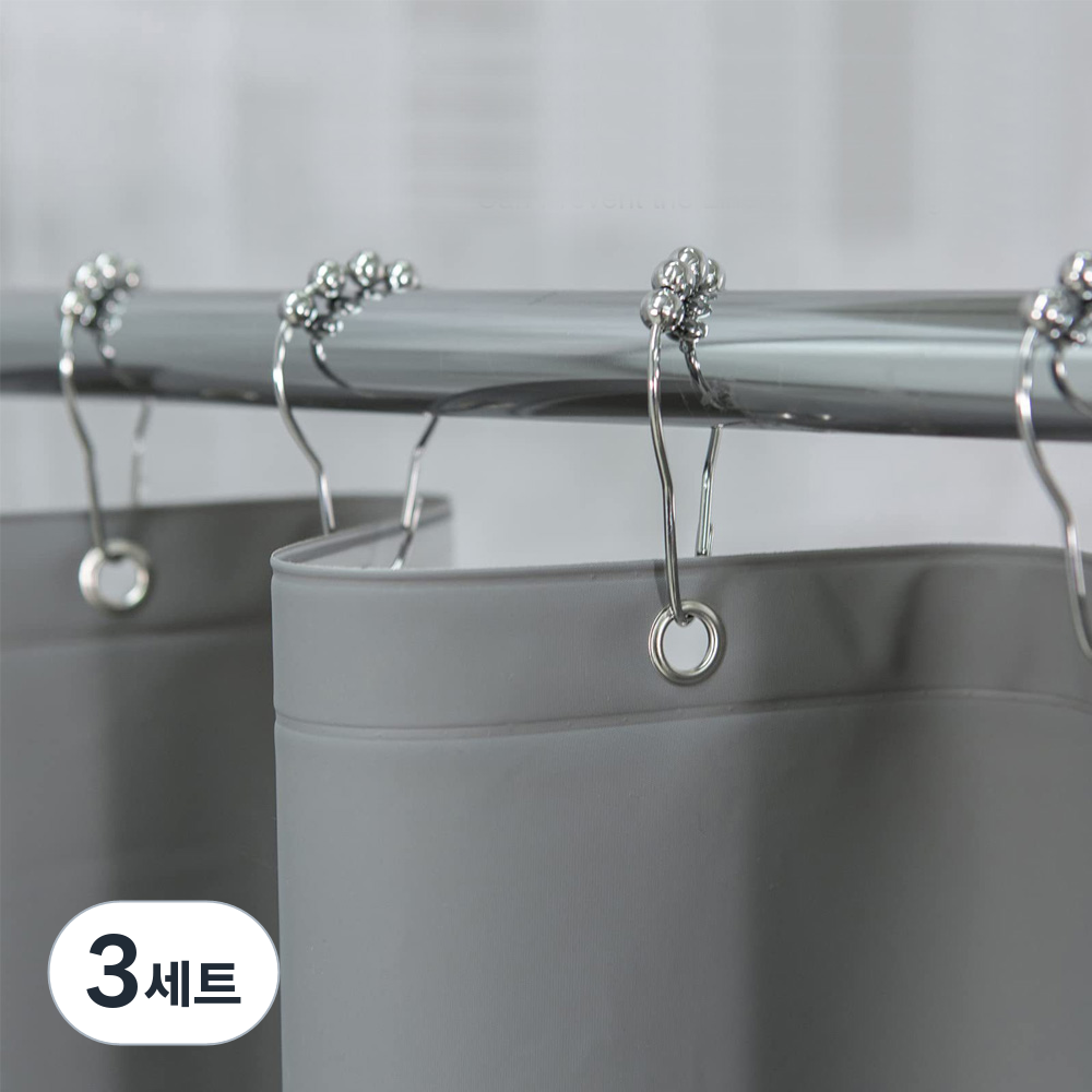 PEVA 욕실 샤워커튼 무지그레이 + 크롬커튼고리 + 커튼봉(70-120) 세트 48,310원