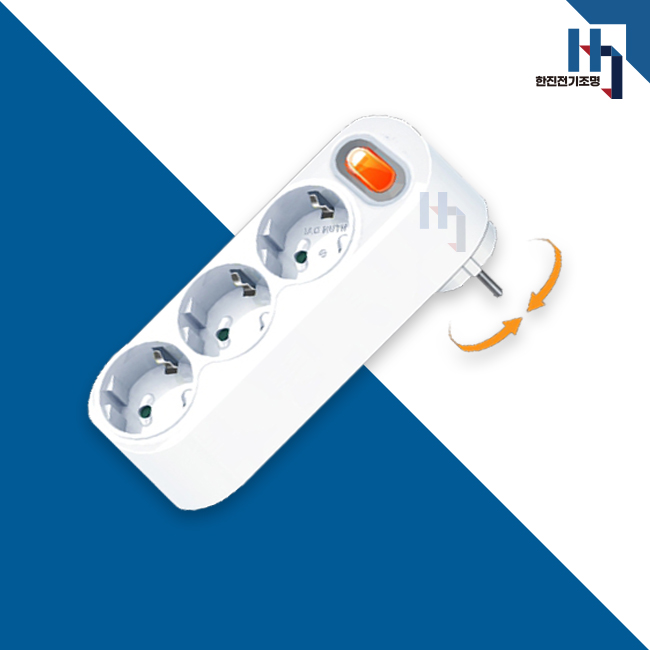 회전형 현대 일렉트릭 3구 1자형 스위치 절전형 멀티탭 멀티텝 멀티콘센트 3,580원