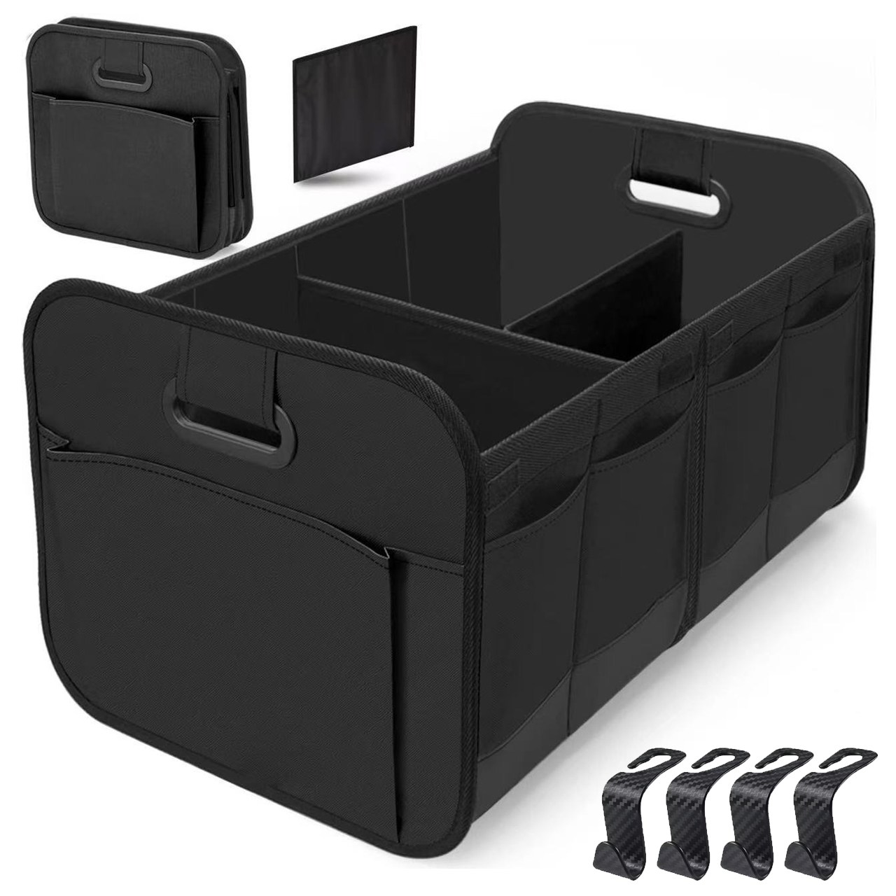 SEAMETAL 접이식 차량 수납 자동차 트렁크정리함+차량용 후크, 블랙 10,000원