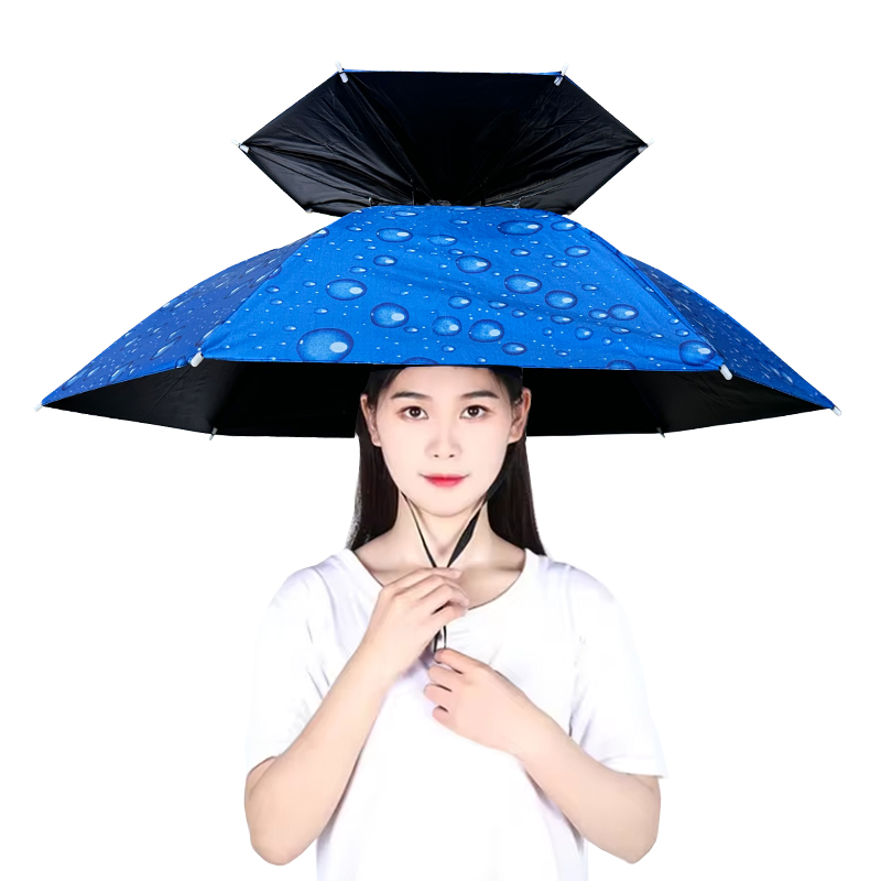 [블랙 코팅] 자외선 UV 차단 안감 신형 BJ 더블 핸즈프리 2단 모자우산 머리우산 우양산 텃밭우산 낚시우산 밭일 농사 작업 햇빛차단 썬캡 7,900원