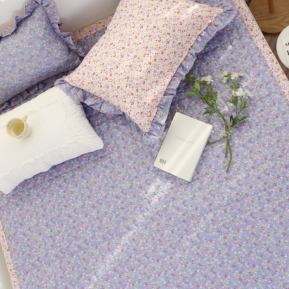 쉐리잔꽃 30수 광목면100% 침대패드 겸 카페트, 특대/ 퀸/ 슈퍼싱글, 블루 29,800원