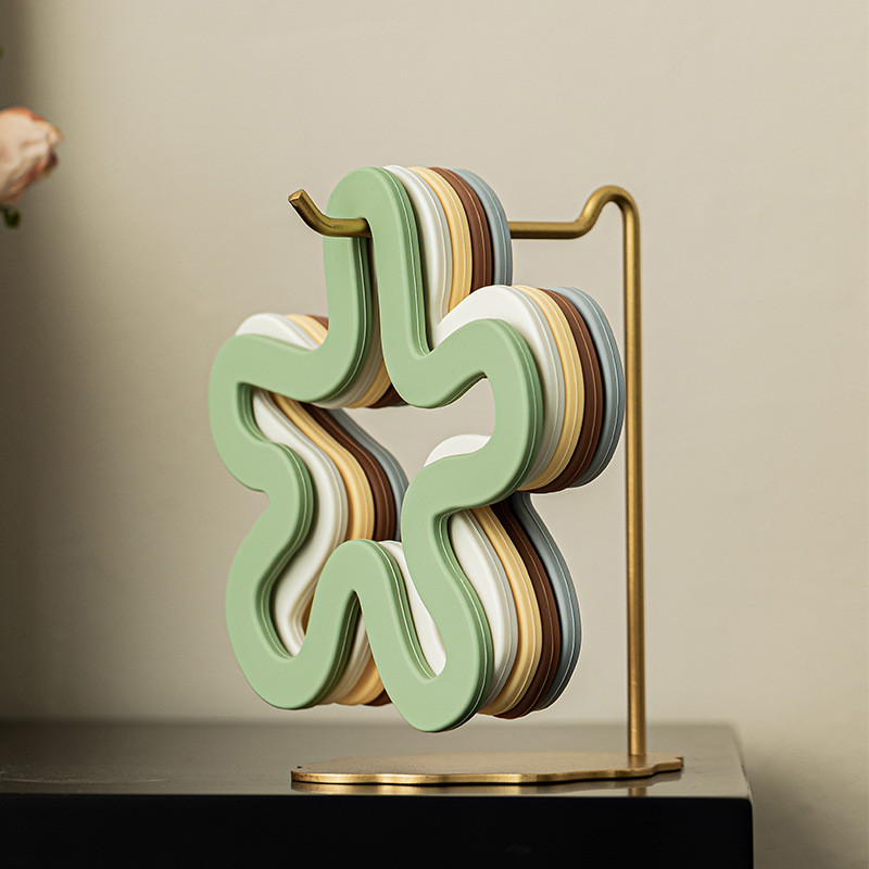 [리브나인] 위생적인 단열매트 플라워 디자인 실리콘 냄비받침+거치대 5종 세트 32,900원