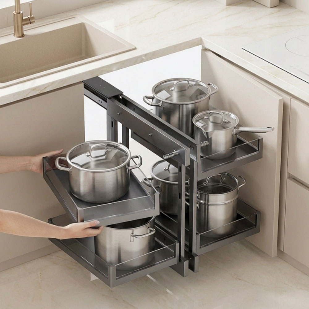 모아람 주방 싱크대 하부장 코너장 슬라이딩 매직 선반, 1개, 그레이 350,000원