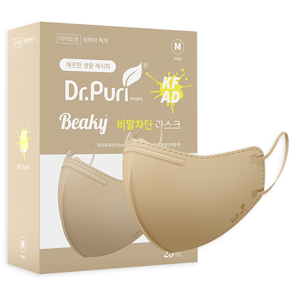 닥터퓨리 비키 비말차단 마스크 중형 KF-AD, 25개입, 1개, 베이지 13,070원
