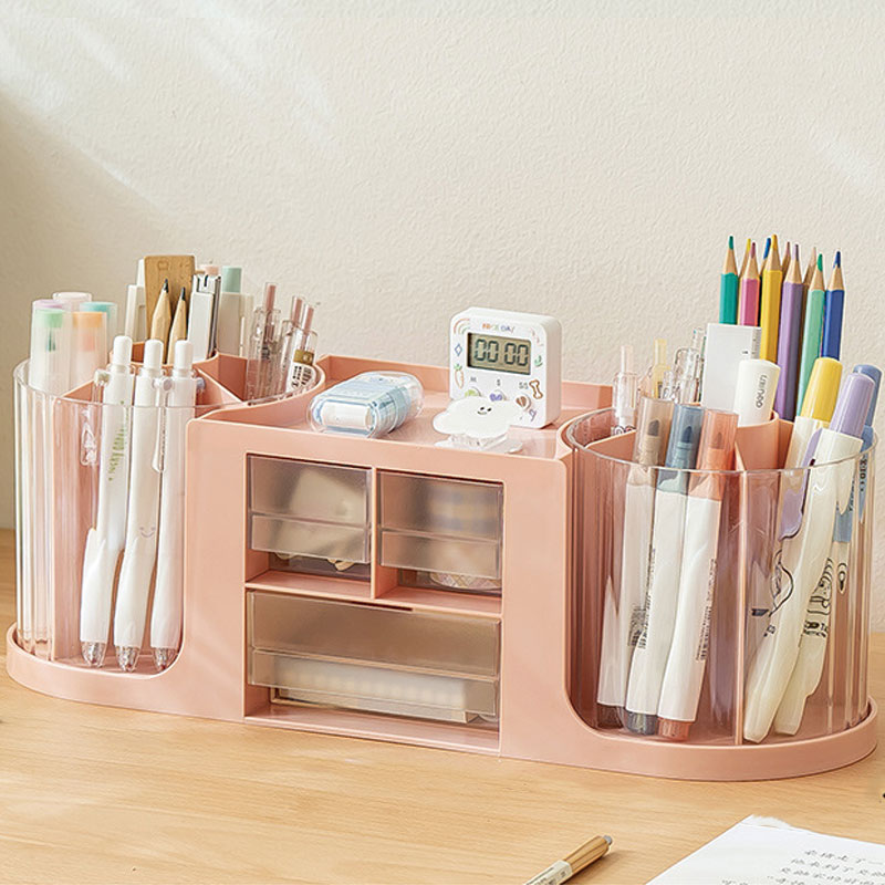 KDNC 책상용 다용도 360도 회전형 필통 정리함, 1개, 핑크 21,800원