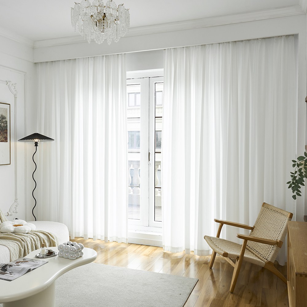 홈앤창 비침없고 이음선없는 도톰 차르르 나비주름 쉬폰커튼 2p + 커튼끈 세트 89,900원