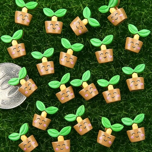 20개입 미니어처 새싹 스마일 화분 장식 데코, 1개 1,400원