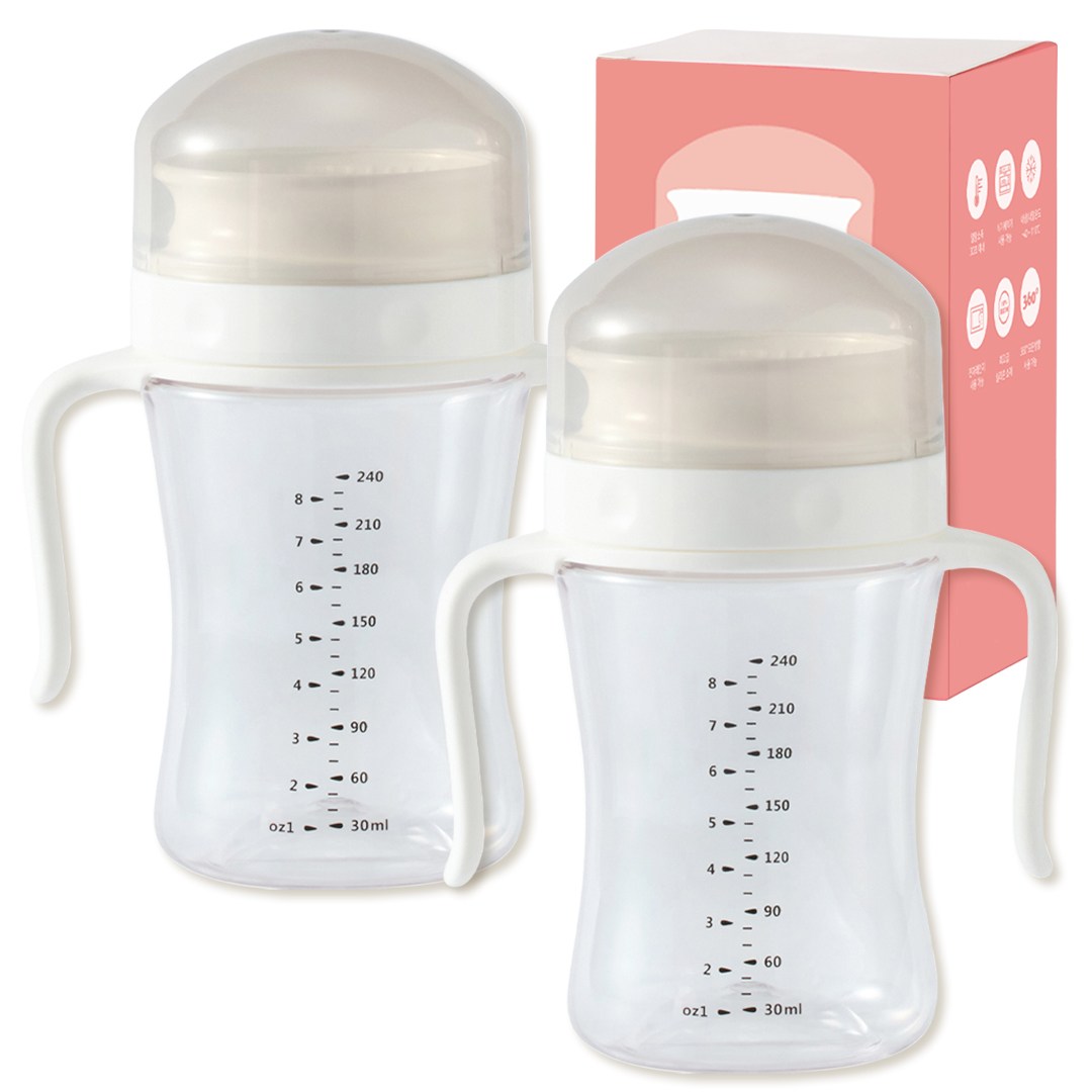 키도러블 자기주도 흘림방지컵 빨대컵 세트구성, 흘림방지형 화이트, 2개, 240ml 39,900원