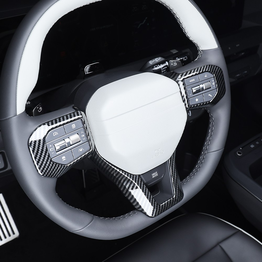 유투카 호환 EV5 실내 튜닝 용품 핸들프레임 커버 레드 우드 카본 포인트 몰딩, [GT라인-카본] 1P, 기타 31,500원