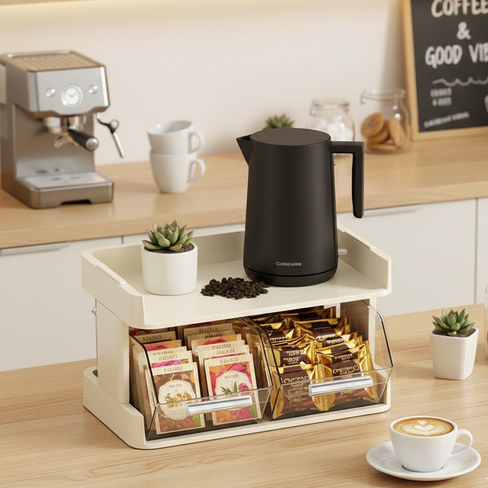 홈카페 캡슐커피 미니 서랍형 다용도 수납 정리함, 1개, 베이지 12,800원