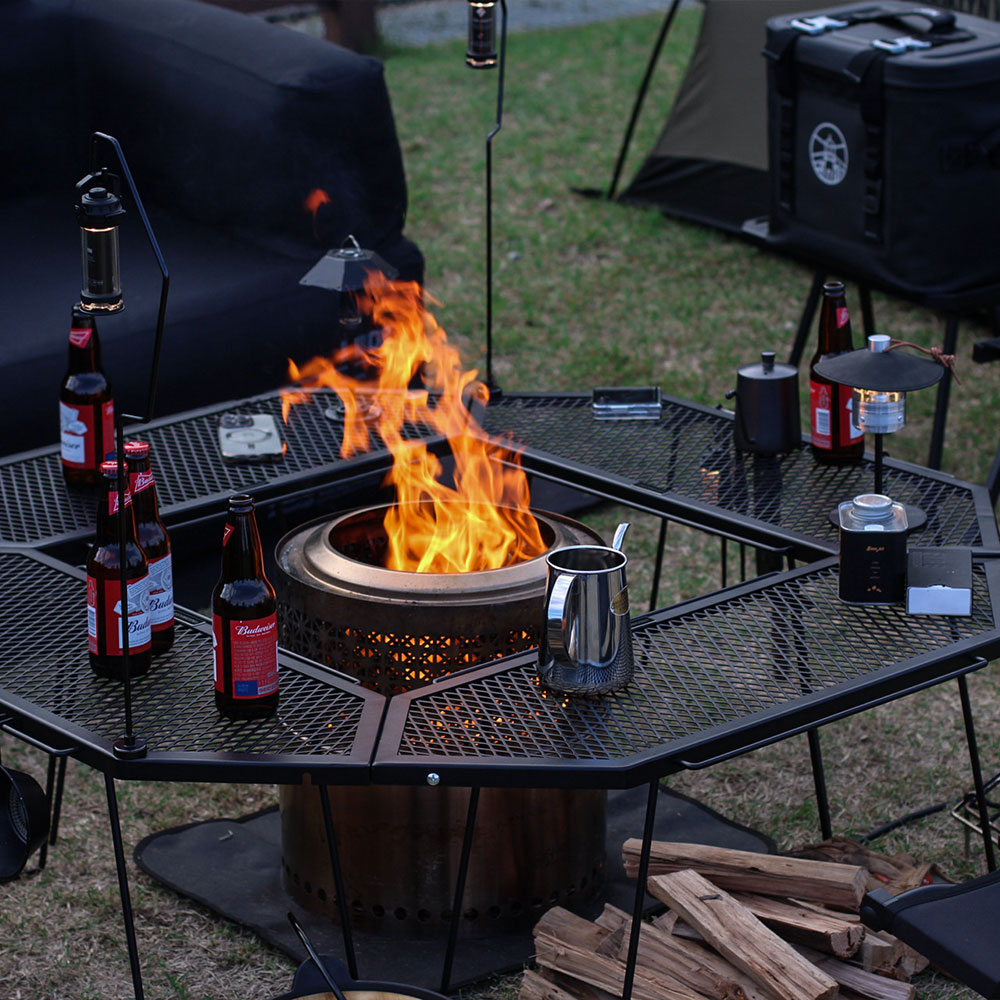 빈슨메시프 파즐 화로대 테이블 2P 폴딩 메쉬 철제선반 캠핑 테이블 79,000원