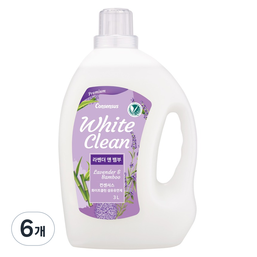 컨센서스 화이트클린 섬유유연제 라벤더 앤 뱀부 본품, 3L, 6개 54,780원