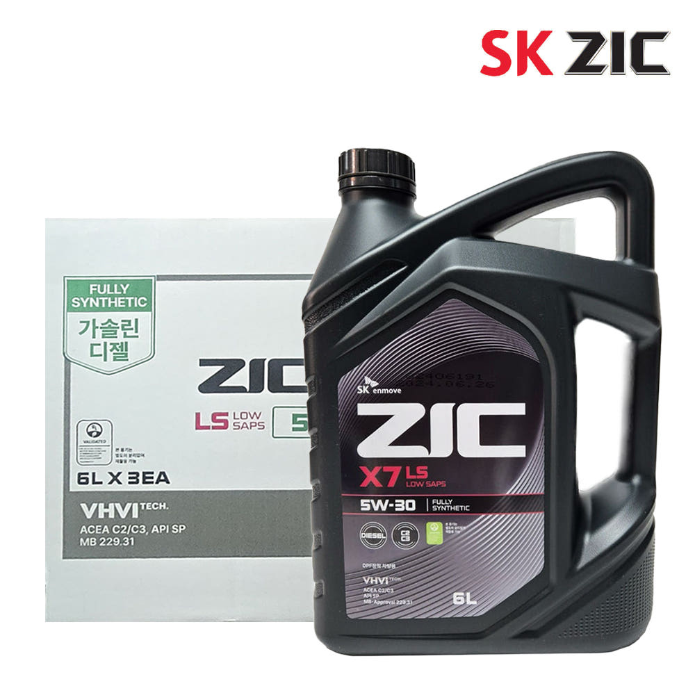 (투제이몰) 지크 ZIC X7 LS 5W30 엔진오일 6L x 3EA 가솔린 디젤 1BOX, 6L 90,000원