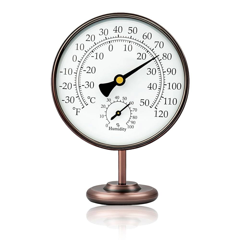 4인치 황동 실외 , 파티오, 창문, 온실, 차고, 습도가 있는 회전 아날로그 온도계용 외부 장식 79,300원