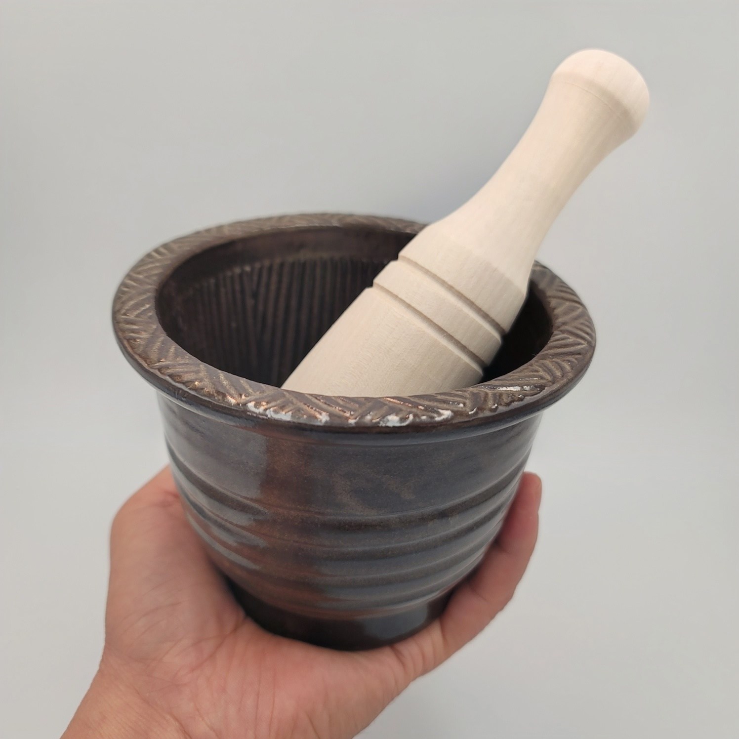 전통도자기절구 묵직한 마늘절구 깨갈이 맷돌 이유식 방망이포함 절구세트 15,000원