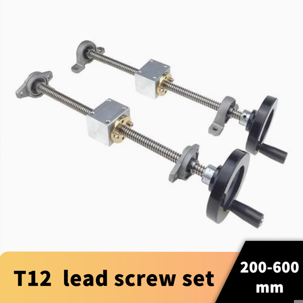 T12 리드 스크류 12mm 핸드 휠 리드 가이드 레일 나사 100 150 200 250 300 350 400 500 600mm  수직 브래킷 DIY 단순 슬라이드 33,120원