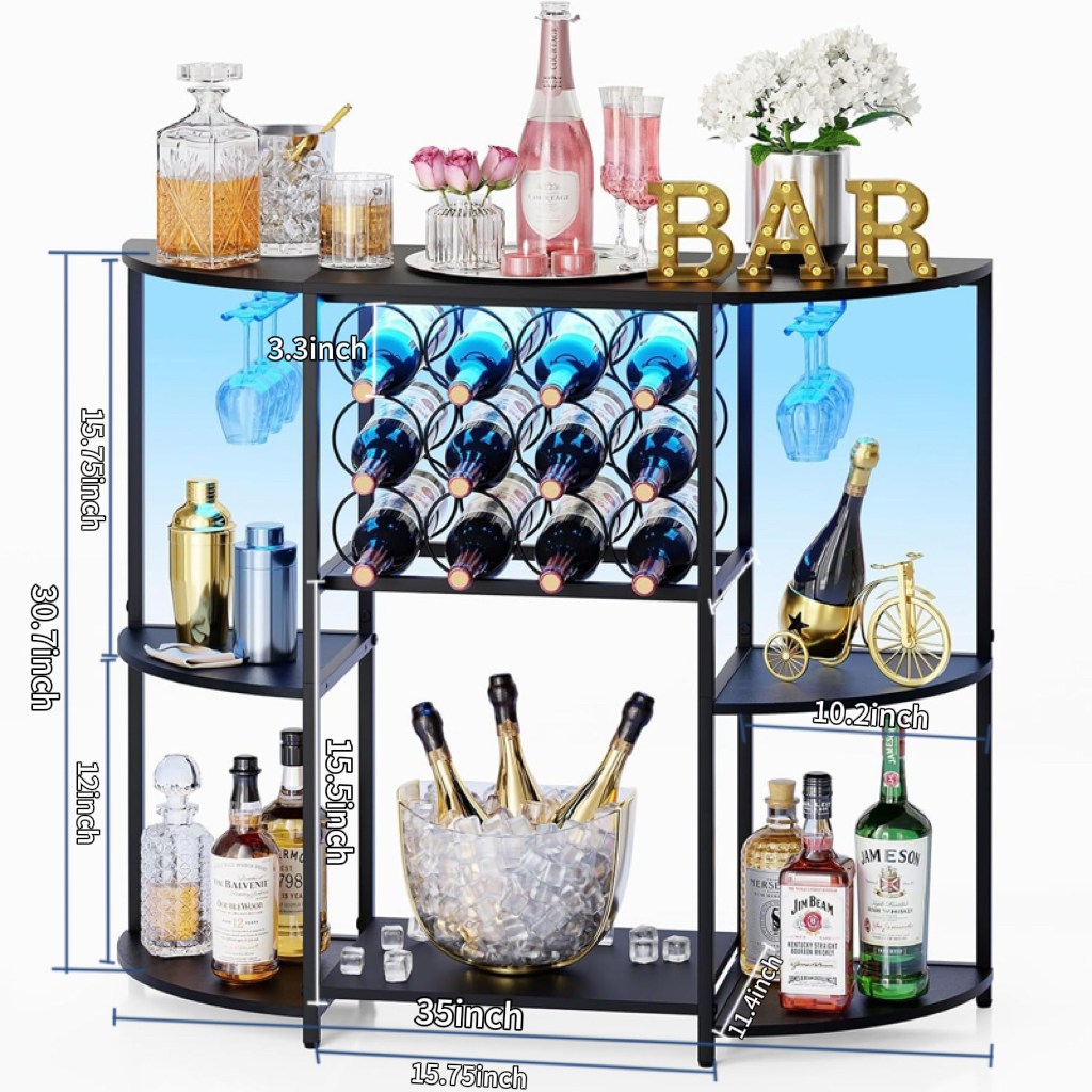 다층 주류장 주류진열장 가정용 와인 위스키 장식장 양주진열장 다기능 진열장, 1개, 검정색 139,000원